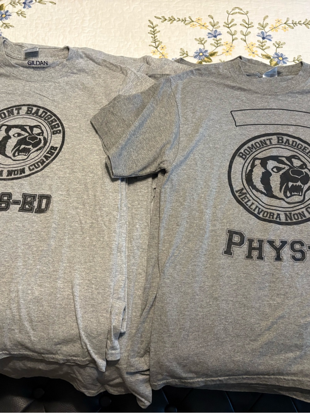 27 Footloose Bomont PE Shirt set sizes S-XL - Phys Ed Badger Logo